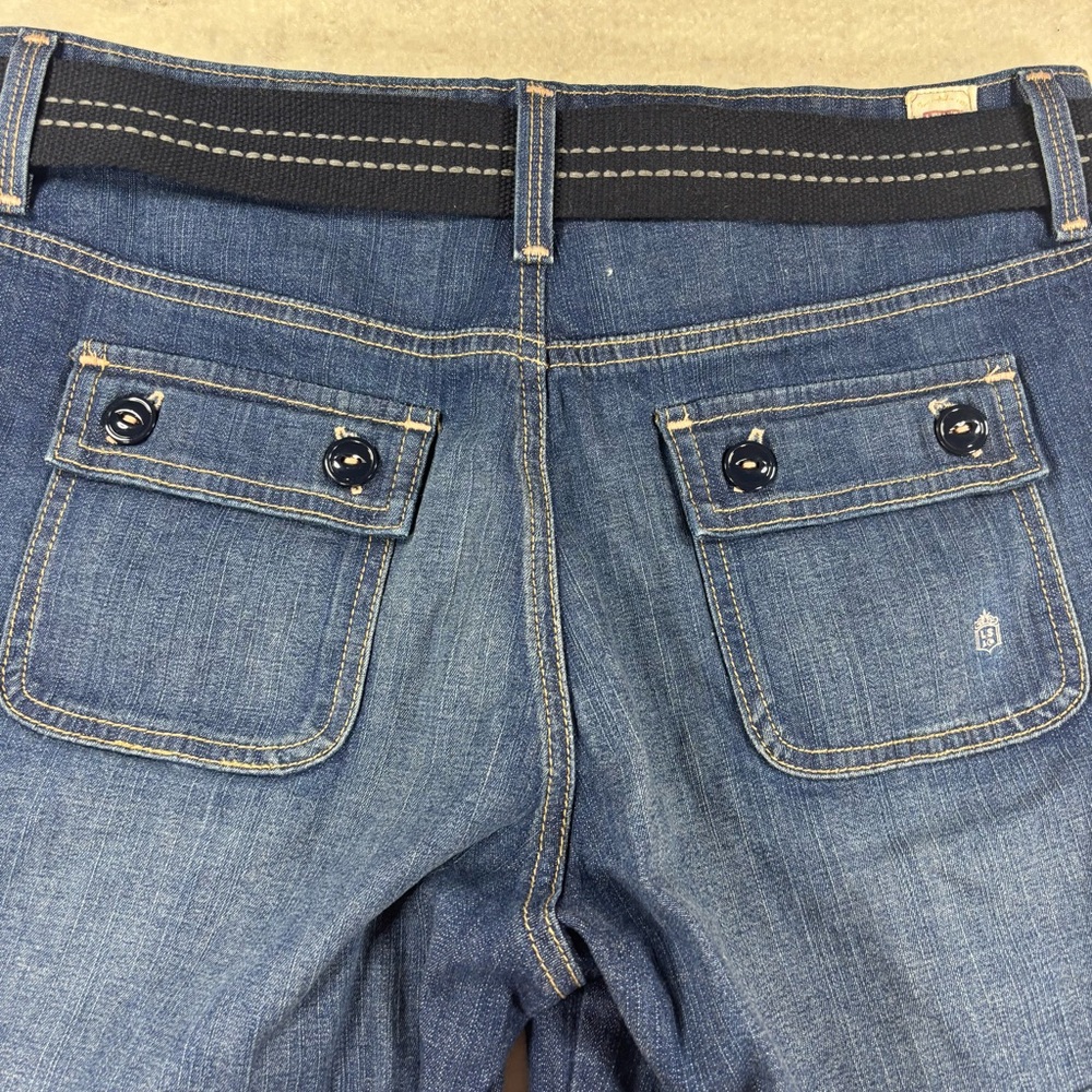 Levi’s Women’s Y2K Tab Twills Denim Shorts Size 6 With Belt Navy Cuffed Hem - Picture 5 of 6